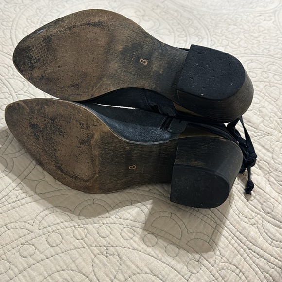 Anthropologie Klub Nico Suede Gray Black Back Tie‎ Ankle Booties - Picture 6 of 6